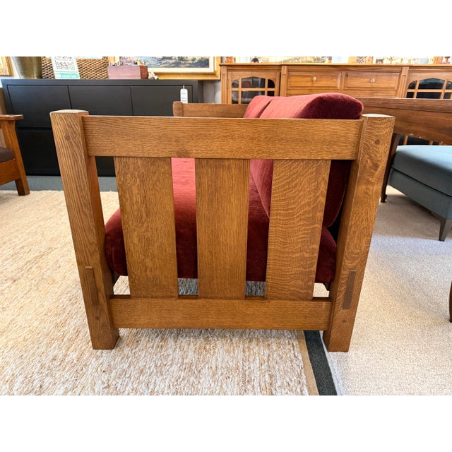 Wood Stickley Mission Oak Wood Arts & Crafts Sofa For Sale - Image 7 of 12