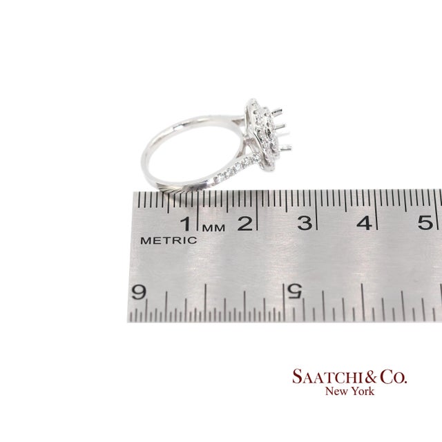 Platinum (950) Natural Brilliant Diamond Semi Mount Ring Size 6.5 For Sale - Image 9 of 9