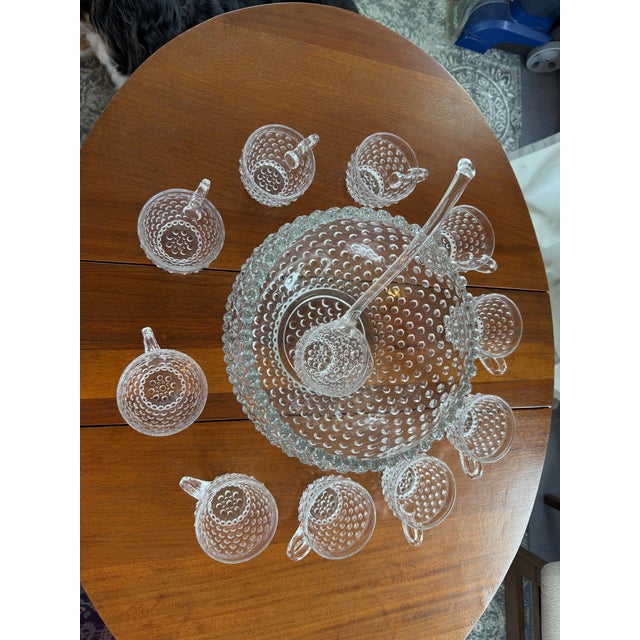 Early 20th Century Duncan & Miller Hobnail Punch Bowl Set - 12 Pieces For Sale - Image 6 of 12