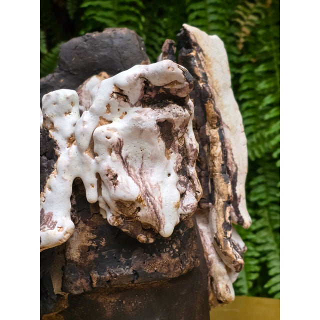 Black & White Exceptional Glazed Ceramic Vase For Sale - Image 9 of 12