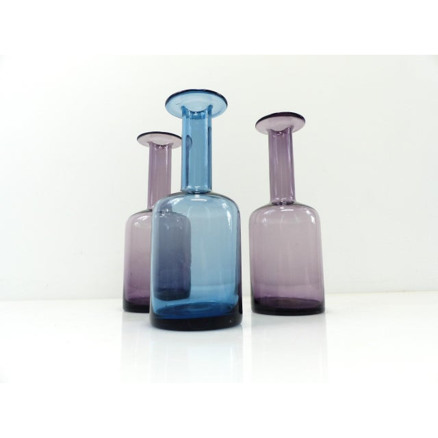 Blue Vintage Gulvvase Vases by Otto Brauer for Holmegaard, Denmark, 1960s, Set of 3 For Sale - Image 8 of 8