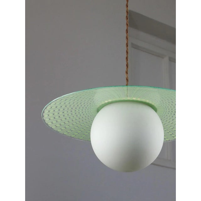 Mid-Century Italian Brass and Opaline Angel Pendant Lamp For Sale - Image 10 of 16