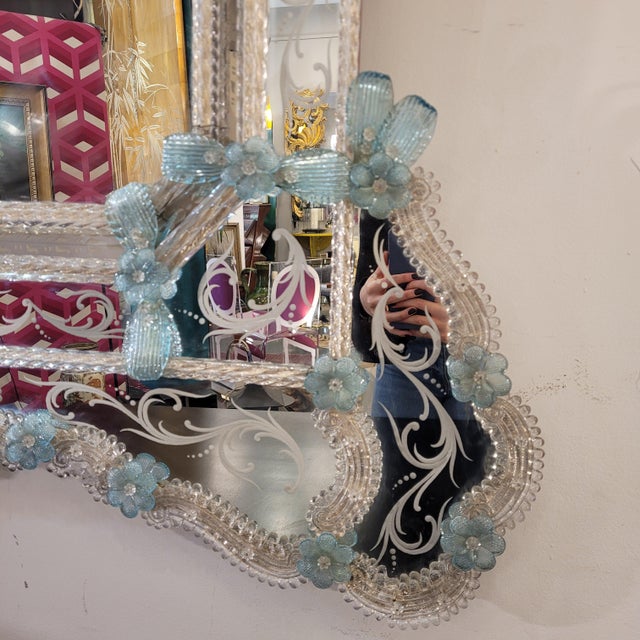 Acid Etched Murano Glass Mirror from Ongaro e Fuga, Italy, 1960s For Sale - Image 16 of 18