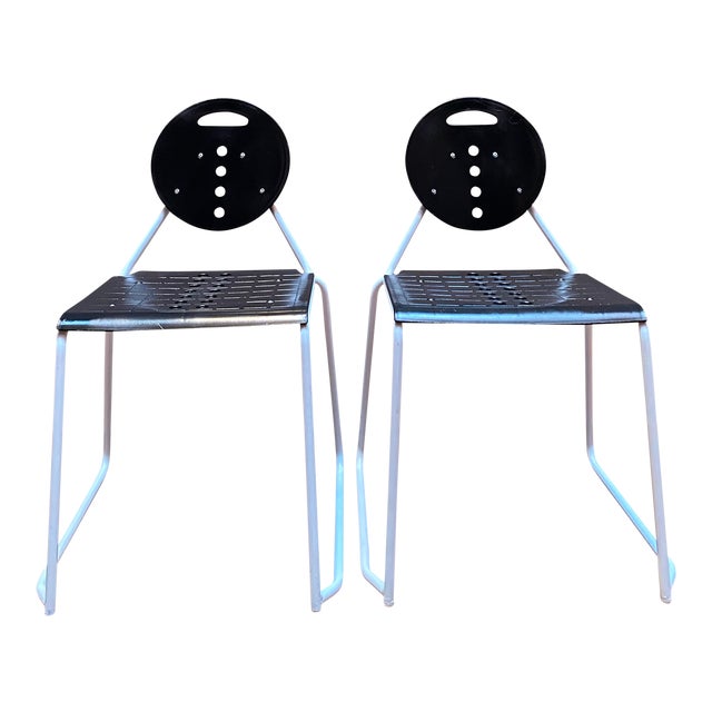 Italian Postmodern “Charlie” Side Chairs by Carlo Bimbi & Nilo Gioacchini for Segis 1980s. A Pair For Sale