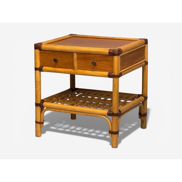 1970s Kenneth Bergenblad, Nightstands, Bamboo, Rattan, Brass, Sweden, 1970s For Sale - Image 5 of 11