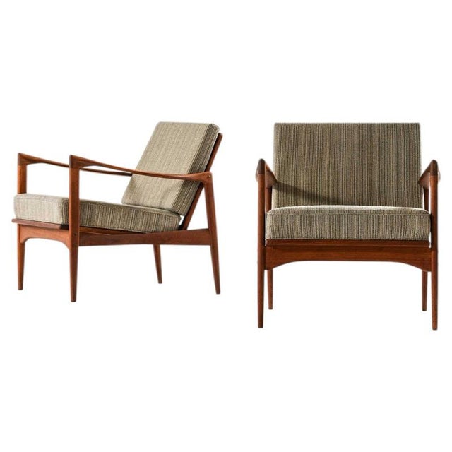 Wood Kandidaten Teak Easy Chairs by Ib Kofod-Larsen, 1950s, Set of 2 For Sale - Image 7 of 7