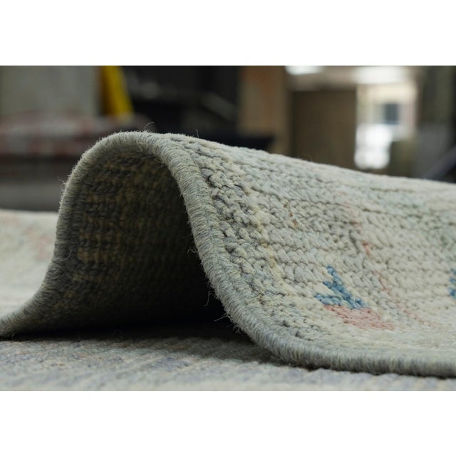 Green Green & Blue Turkish Oushak Rug 6'1" x 8'10" For Sale - Image 8 of 9