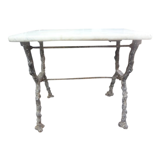 19th Century French Iron Arras Table With Marble Top For Sale