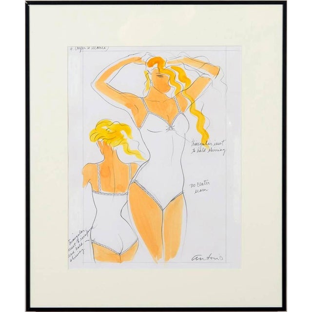 Illustration Fantastic Set of Five Fashion Illustrations by Antonio Lopez For Sale - Image 3 of 7