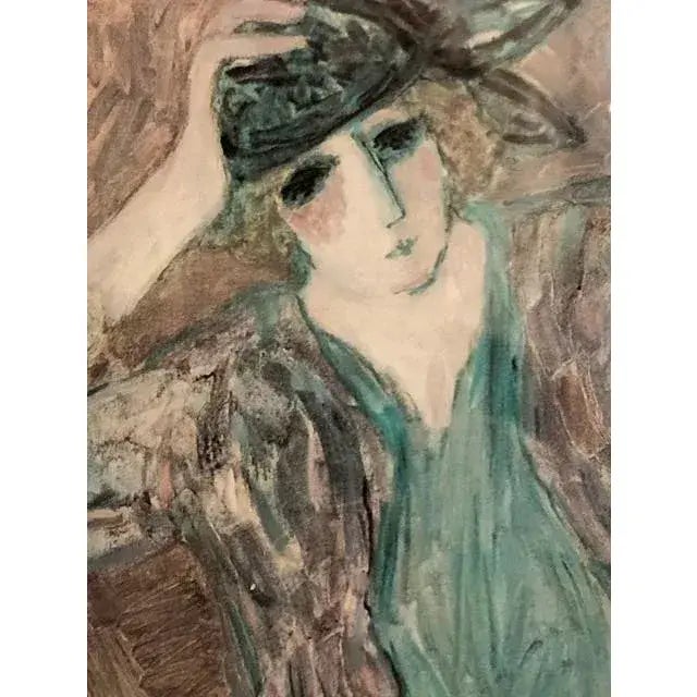 1980s Barbara A. Wood Signed Lithograph “Pensive Woman” Custom Framed For Sale - Image 10 of 11