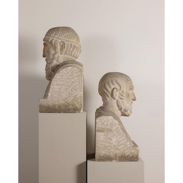 Stone French School, Asclepius and Hippocrates, 1890, Stone, Set of 2 For Sale - Image 7 of 9