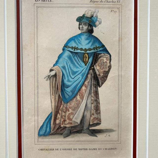 English Antique French Hand-Colored Lithograph “Chevalier De Notre-Dame Du Chardon For Sale - Image 3 of 8