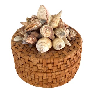 Vintage Round Sea Shell Basket For Sale