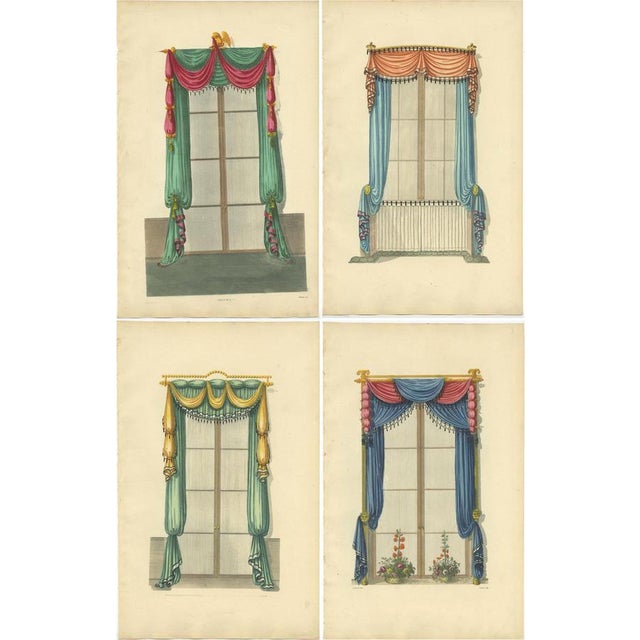 Sheraton, Illustrations of Windows with Drapery, 1805, Prints, Set of 4 For Sale - Image 6 of 6
