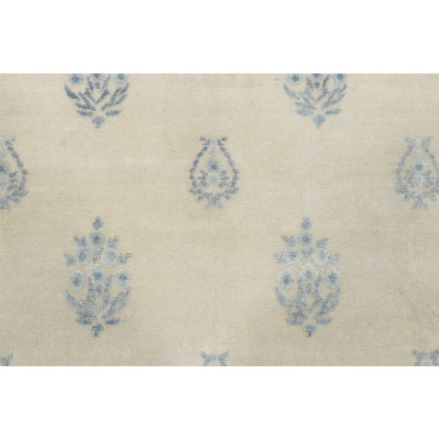 Contemporary Contemporary Block Print Sky Blue Natural Silk Rug by Rug & Kilim, India For Sale - Image 3 of 8