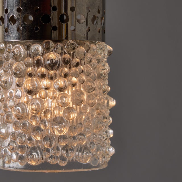 Pair of 1960s Chrome Metal and Bubble Glass Pendants by Helena Tynell For Sale - Image 13 of 18
