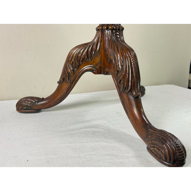 Mid 20th Century Vintage Maitland-Smith Round Pedestal Mahogany Inlaid Table. For Sale - Image 5 of 12