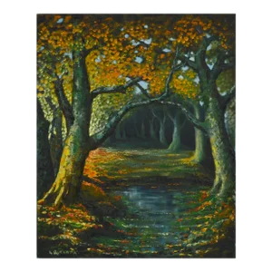 Mid Century Landscape Autumn Trees by Rod Quesada