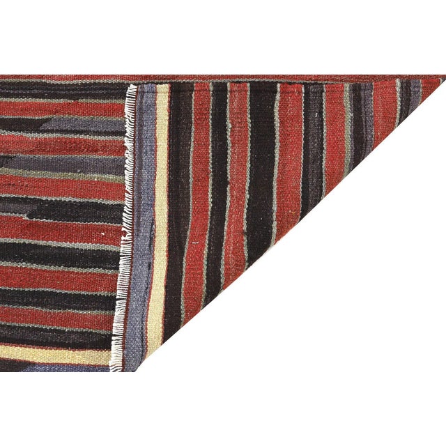 Mid 20th Century Mid 20th Century Striped Vintage Turkish Kilim Rug For Sale - Image 5 of 7