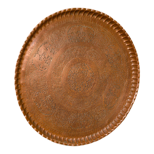Large Antique Presentation Tray, Persian, Engraved Copper, Charger, Victorian