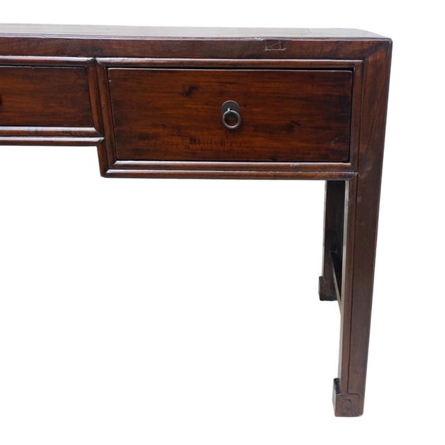 Wood 19th Century Chinese Elm 90" Long Writing Desk For Sale - Image 7 of 10