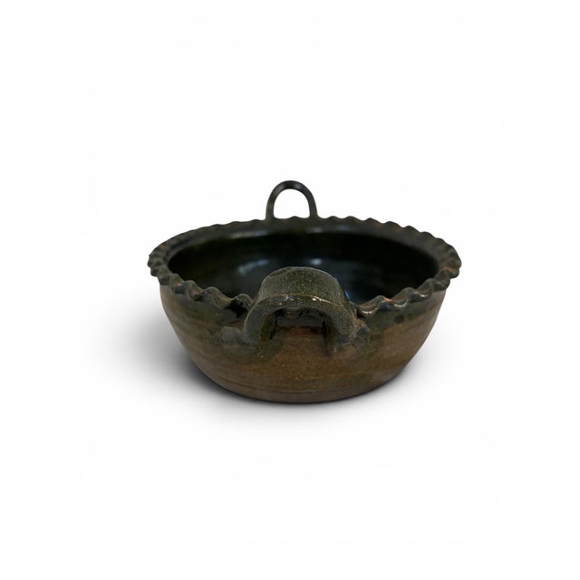 Farmhouse 1970s Oxacan Green Glazed Casserole.Mexian Atzompa Pottery Dish For Sale - Image 3 of 9