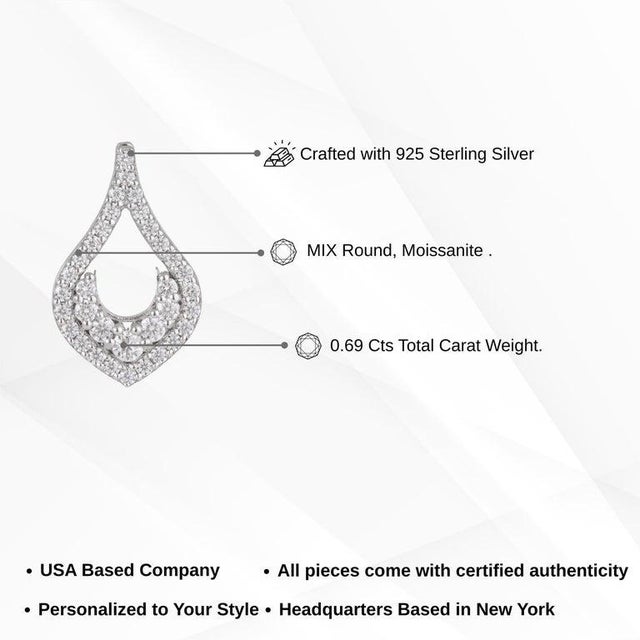 Fine Moissanite Open Drop Pendant in 925 Sterling Silver - Caratandher For Sale - Image 13 of 15