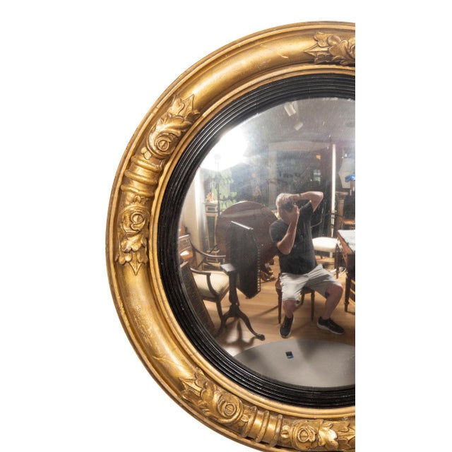 Gold Regency Giltwood Convex Mirror For Sale - Image 8 of 8