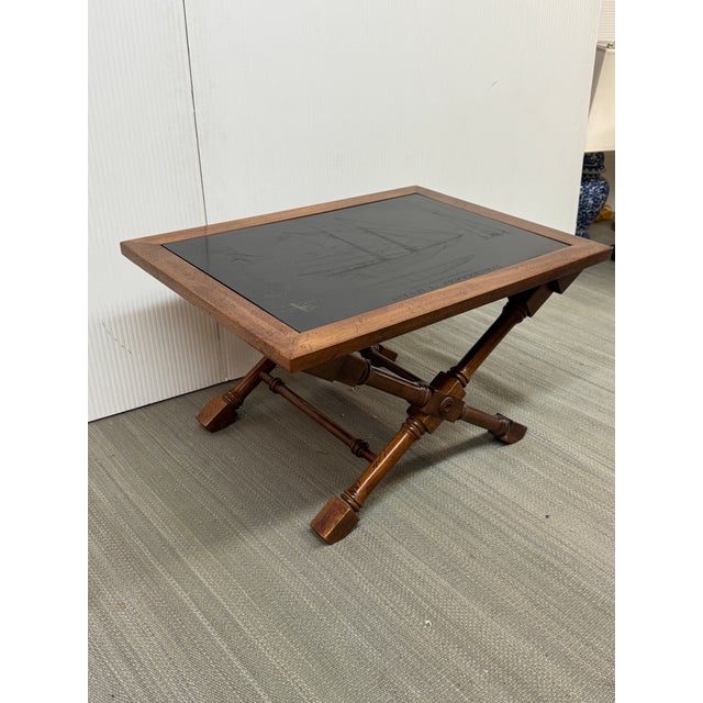 Campaign Campaign Style Schooner Engraved Table For Sale - Image 3 of 12