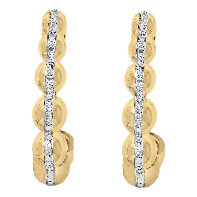 Gold Vermeil Diamond Accent Bold Earrings, Pair For Sale