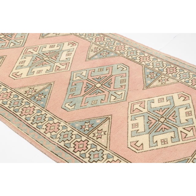 1950s Boho Chic Pastel Entryway Rug For Sale - Image 6 of 9