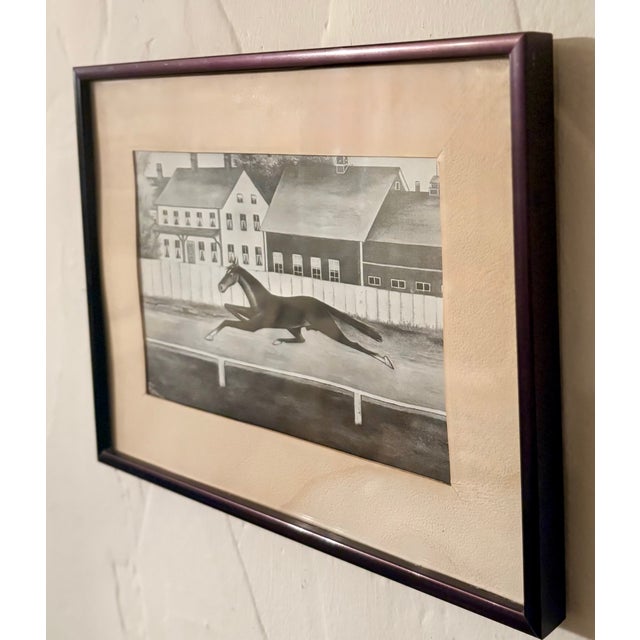 Early 20th Century Early 20th Century Reproduction Print Race Horse Charcoal Drawing Signed by Artist For Sale - Image 5 of 11