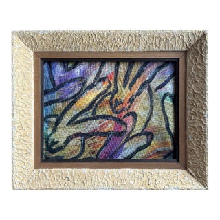 Hunt Slonem Iconic Bunnies Reproduction Textile in Antique French Montparnasse Frame For Sale