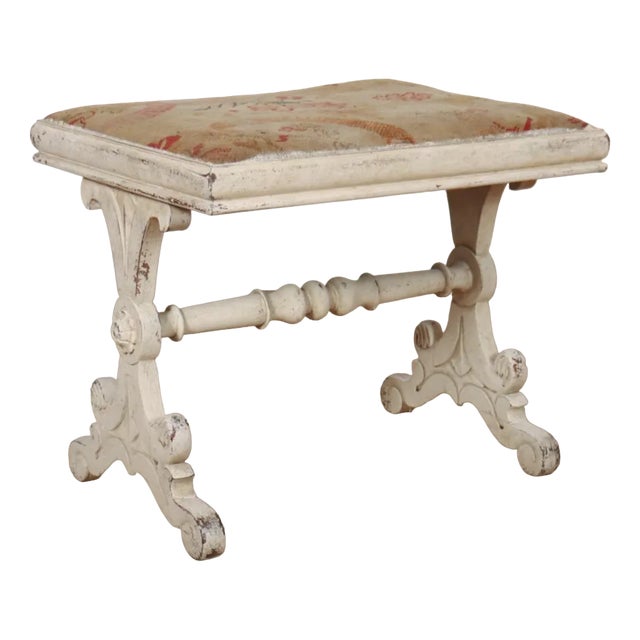Italian Painted Needlework Stool, 1890s For Sale