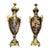 French Sevres-Style Black Porcelain Vase With Pedestal – Victorian Court Scenes & Gilded Details For Sale