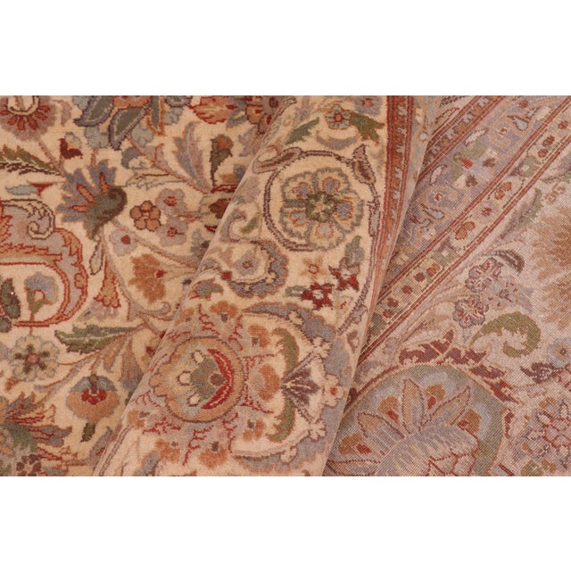 Textile Shabby Chic 1990's Floral Pak-Persian Ivory/Ivory Wool Rug - 8'11'' X 12'5'' For Sale - Image 7 of 9