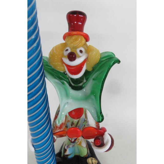 Mid 20th Century Murano Italy Art Glass Large Clown With Street Lantern Lamp Post Figurine 5208b For Sale - Image 5 of 14