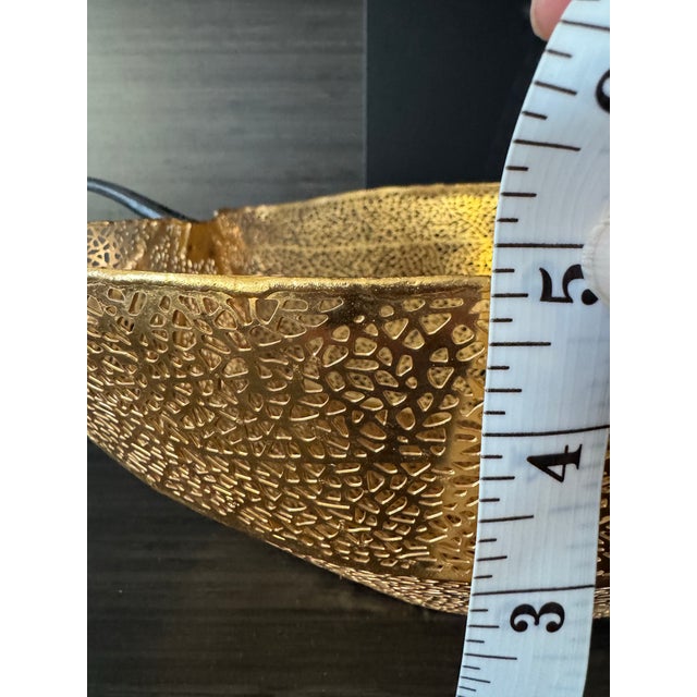 Large Michael Aram Gooseberry Pierced Bowl in Gold 21-22" L X 10.5"d X 4.75"h For Sale - Image 9 of 9