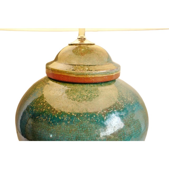 2020s Sea Green Ceramic Table Lamp For Sale - Image 5 of 7