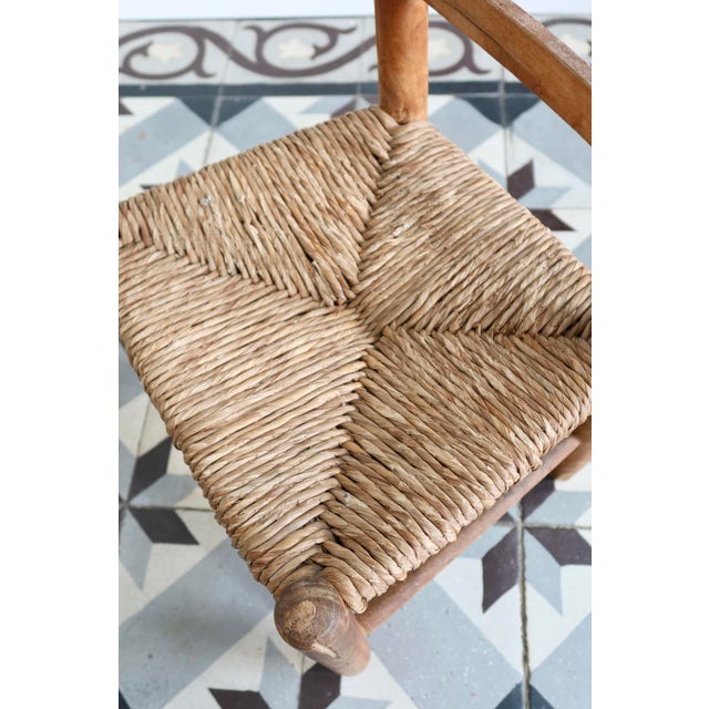 Wood Antique Children's Chair in Wood with Straw Seat, 1970s For Sale - Image 7 of 10