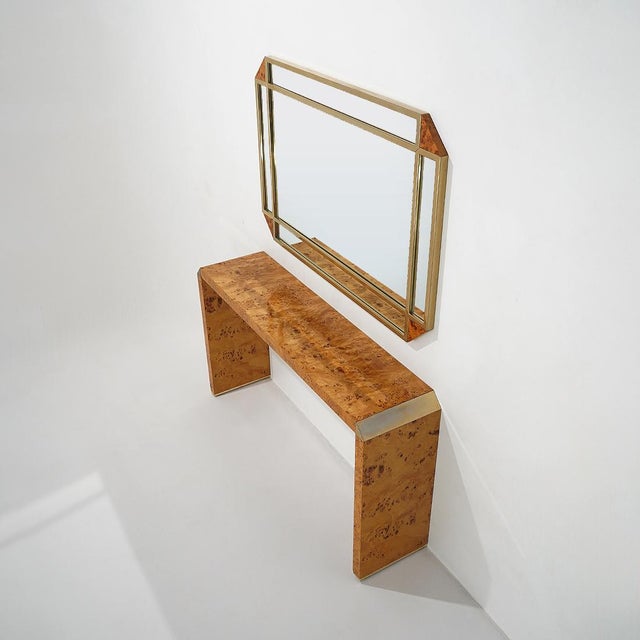 Console Table with Mirror in Briar Root by Mario Falcone for Fratelli Turri, 1970s, Set of 2 For Sale - Image 4 of 16