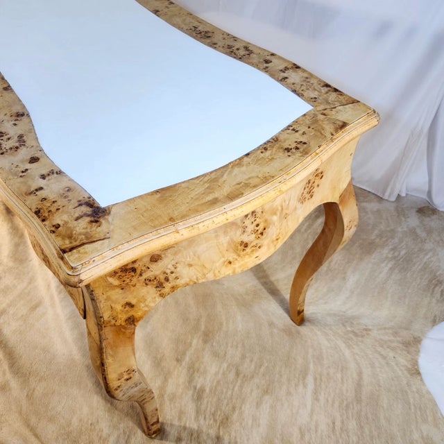Final Clearance Thru 2025 Burlwood Luxury Italian Writing Desk of Late 20th Century With Scalamandre Leaping Leopard Liner For Sale - Image 15 of 18