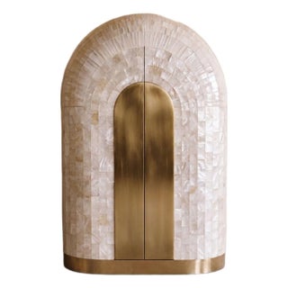 Arcana Mother of Pearl and Brass Cabinet or Wardrobe For Sale