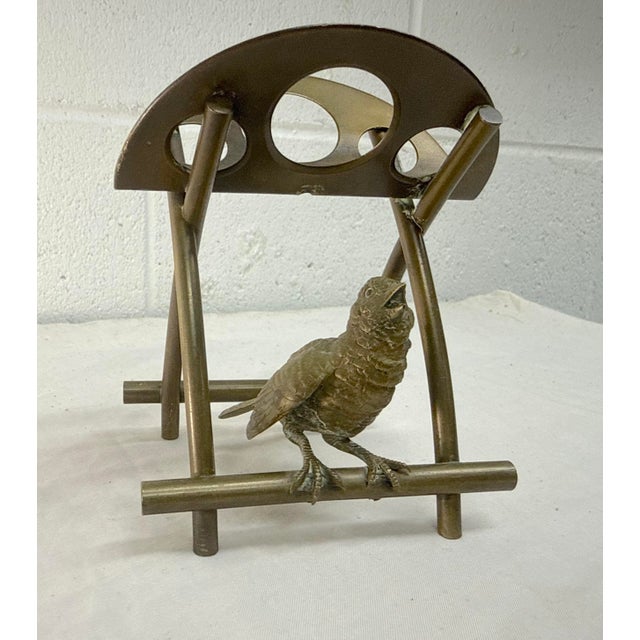 Metal Antique 19th Century Solid Gilt Bronze Bird Pen/ Pipe Holder Stand Statue 1800's For Sale - Image 7 of 15