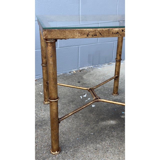 Late 20th Century Exquisite Pair: Hand-Gilt Faux Bamboo Side Tables - Curated by Turtle & Crane - Newly Painted For Sale - Image 12 of 12