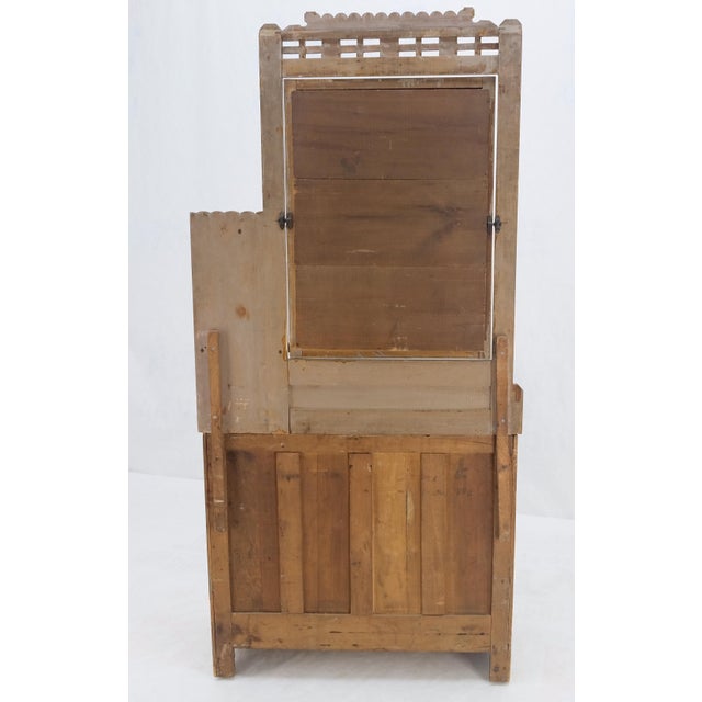 Brown Victorian Hand Painted Dresser Mirror King Bed Headboard Chair Footstool Drawers For Sale - Image 8 of 18