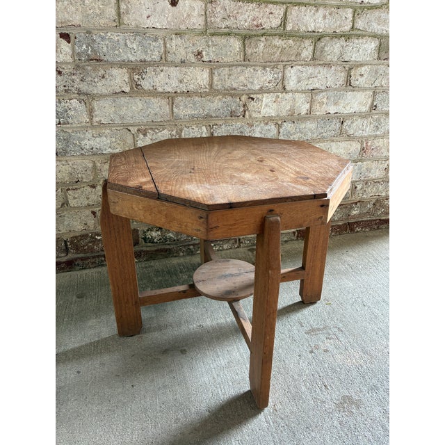 1960s Octagon Shaped Wooden Side Table, Belgium For Sale - Image 13 of 16