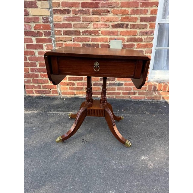Antique American Classical Style Duncan Phyfe Carved Mahogany Drop Leaf Side Table, For Sale - Image 14 of 18