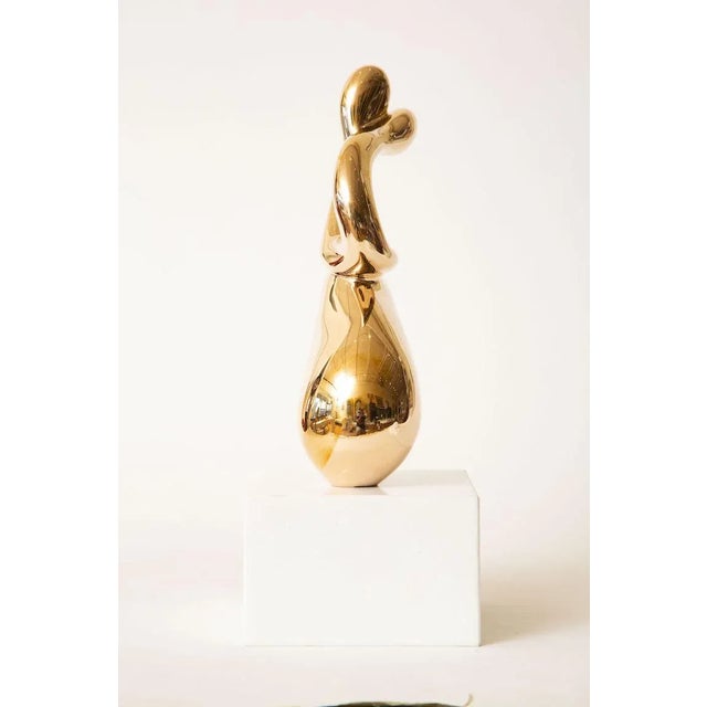 Vintage Bronze Intertwined Figurative Abstract Sculpture on White Marble Base, 1960's For Sale In Miami - Image 6 of 12