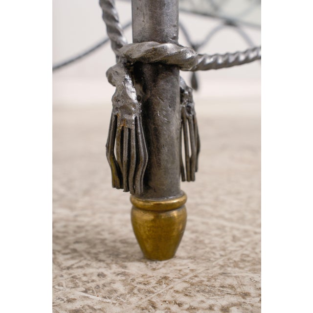 Neoclassical Style Wrought Iron Brass & Glass Wine Rack For Sale - Image 12 of 12